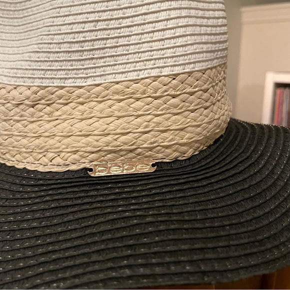 Bebe Black Tan and beige Wide Brim Floppy Hat. size Large, 24” Circumference. - Picture 3 of 13